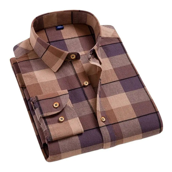 Men's Checkered Cotton Long Sleeve Shirts - Premium  from CUTIEJONZ  - Just $27.16! Shop now at CUTIEJONZ 