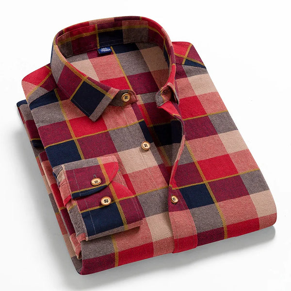 Men's Checkered Cotton Long Sleeve Shirts - Premium  from CUTIEJONZ  - Just $27.16! Shop now at CUTIEJONZ 